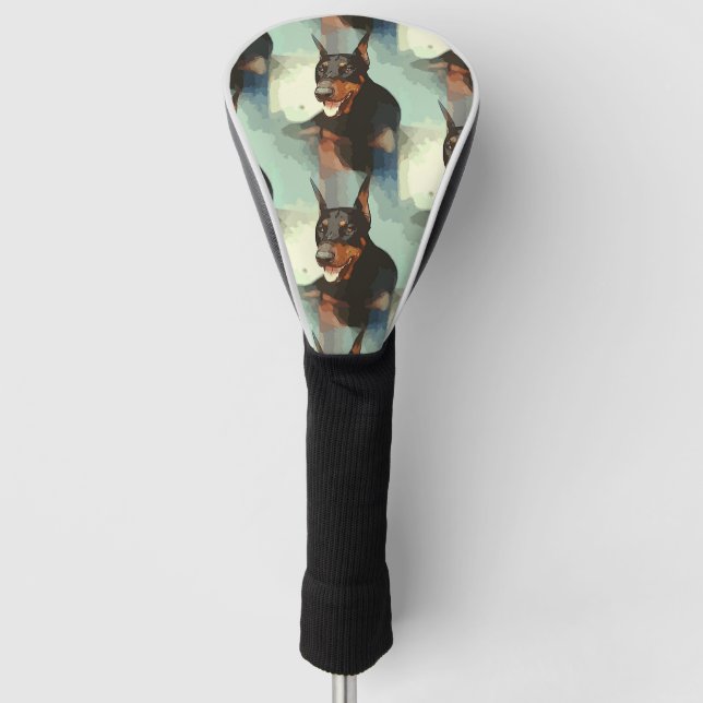 Doberman Pinscher Portrait Golf Head Cover (Front)