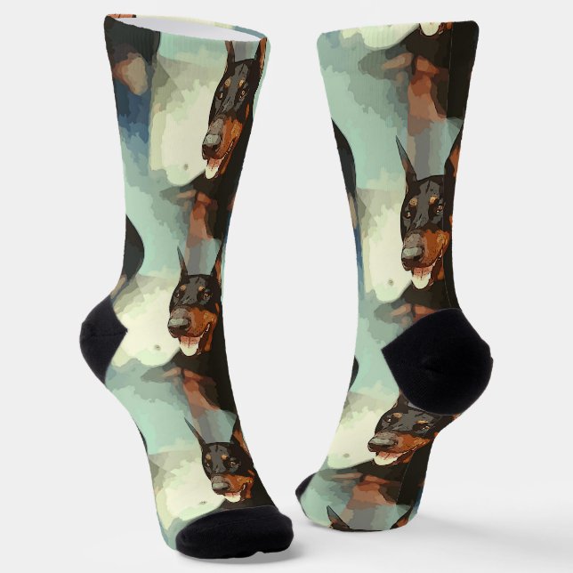 Doberman Pinscher Portrait  Socks (Angled)
