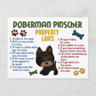 Doberman Pinscher Property Laws 4 Postcard
