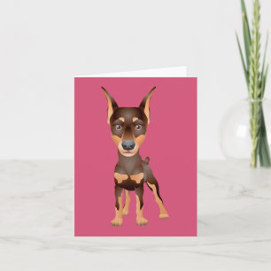 Doberman Pinscher Puppy Dog Blank Pink Note Card