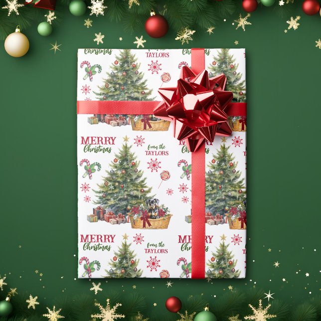 Doberman Pinscher Puppy Under the Tree Wrapping Paper (Creator Uploaded)