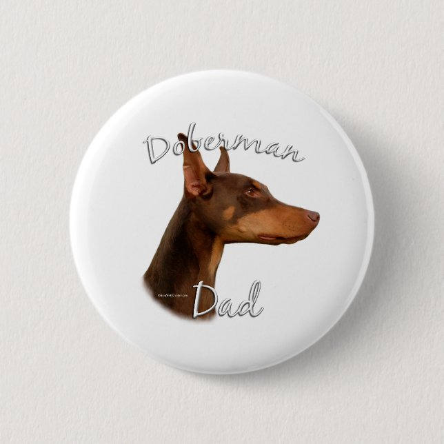 Doberman Pinscher (red) Dad 2 6 Cm Round Badge (Front)