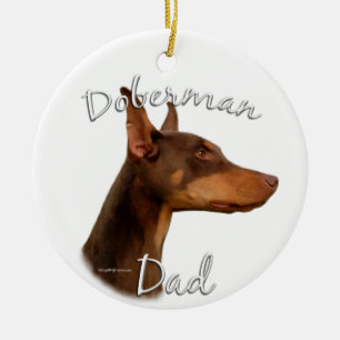 Doberman Pinscher (red) Dad 2 Ceramic Tree Decoration