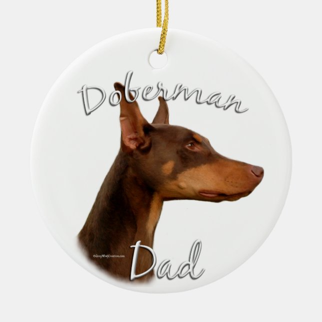 Doberman Pinscher (red) Dad 2 Ceramic Tree Decoration (Front)