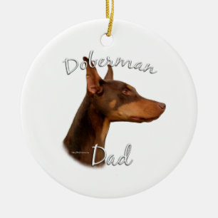 Doberman Pinscher (red) Dad 2 Ceramic Tree Decoration