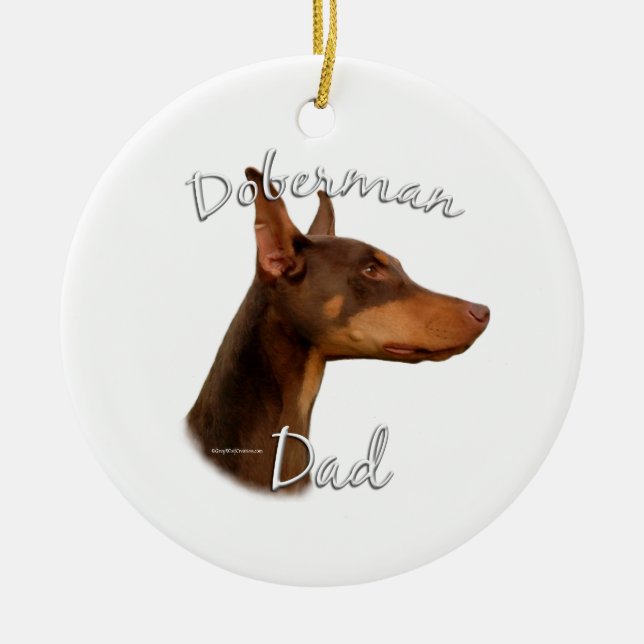 Doberman Pinscher (red) Dad 2 Ceramic Tree Decoration (Front)