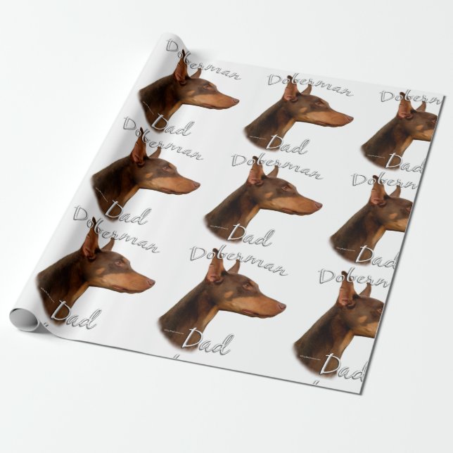 Doberman Pinscher (red) Dad 2 Wrapping Paper (Unrolled)