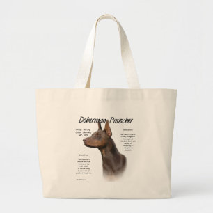 Doberman Pinscher (red) History Design Large Tote Bag