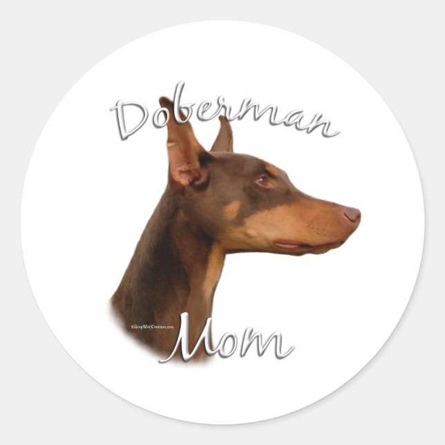 Doberman Pinscher (red) Mum 2 Classic Round Sticker (Front)