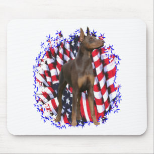 Doberman Pinscher (red) Patriot Mouse Mat