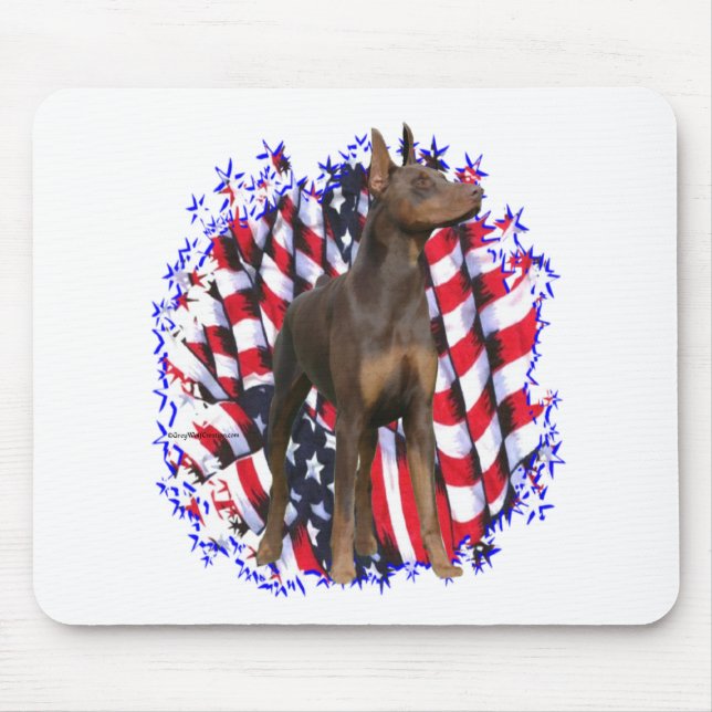 Doberman Pinscher (red) Patriot Mouse Mat (Front)