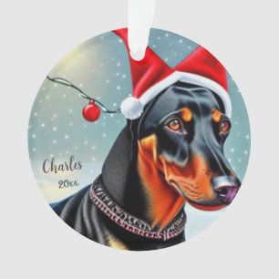 Doberman Pinscher, Santa Dog, Christmas Ornament
