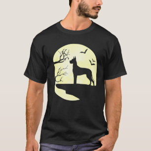 Doberman Pinscher Silhouette In Full Moon Dog Bats T-Shirt