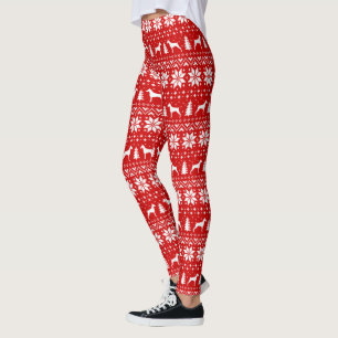 Doberman Pinscher Silhouettes Dobe Dogs Christmas Leggings