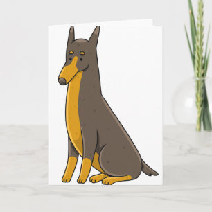 Doberman Pinscher Sitting Cartoon Card