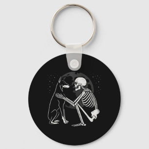 Doberman Pinscher Skeleton Moon Halloween Dog Key Ring