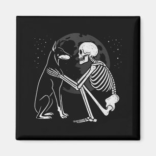 Doberman Pinscher Skeleton Moon Halloween Dog Magnet