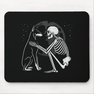 Doberman Pinscher Skeleton Moon Halloween Dog Mouse Mat