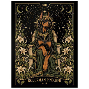 Doberman Pinscher, Starlit Tarot Art Postcard