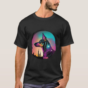 Doberman Pinscher Synthwave 80s Retrowave Aestheti T-Shirt