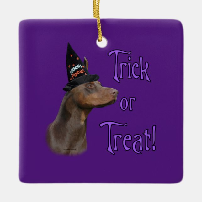 Doberman Pinscher Trick Ceramic Ornament (Front)