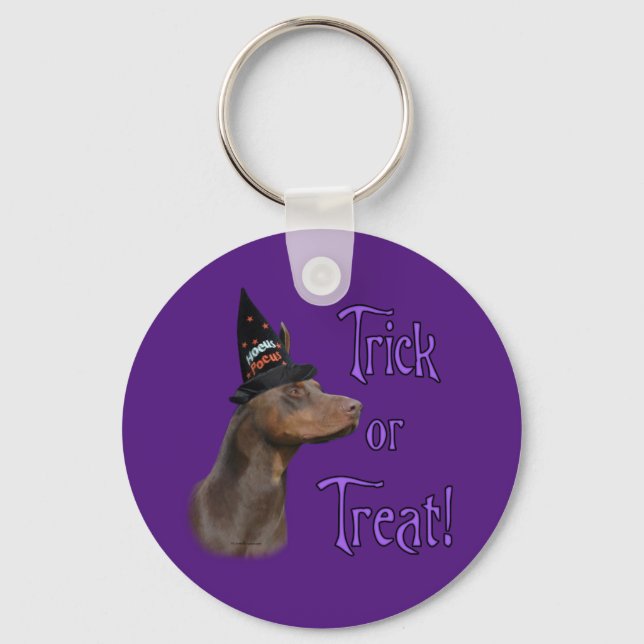 Doberman Pinscher Trick Key Ring (Front)