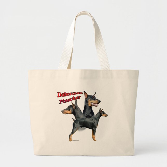 Doberman Pinscher Trio 2 Large Tote Bag (Front)