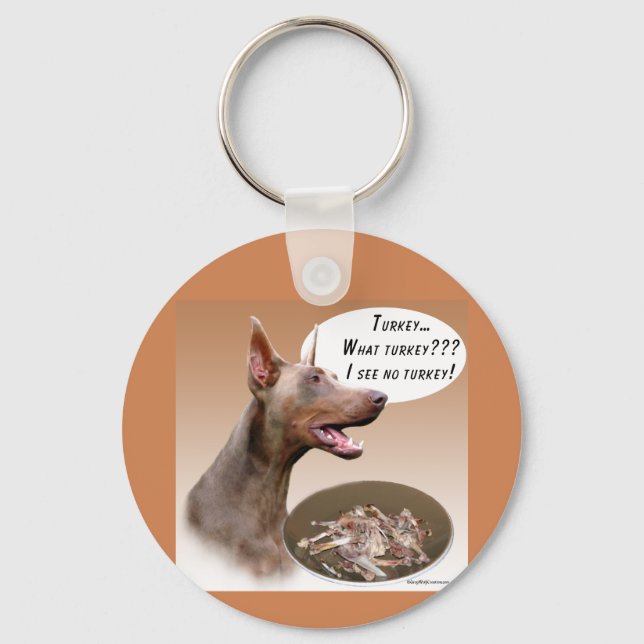 Doberman Pinscher Turkey Key Ring (Front)