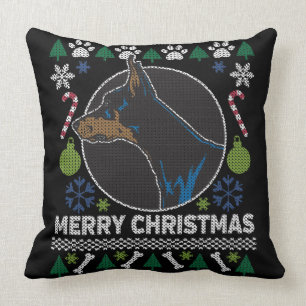 Doberman Pinscher Ugly Christmas Sweater Dog Cushion