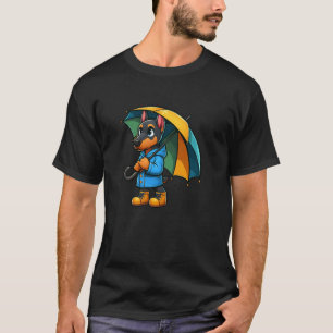 Doberman Pinscher Umbrella Dog Funny Raincoat T-Shirt
