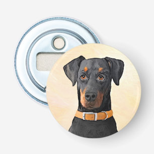 Doberman Pinscher Uncropped Painting Original Art Bottle Opener