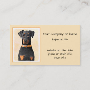 Doberman Pinscher Uncropped Painting Original Art Business Card