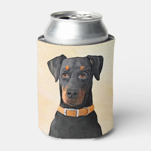 Doberman Pinscher Uncropped Painting Original Art Can Cooler (Can Front)