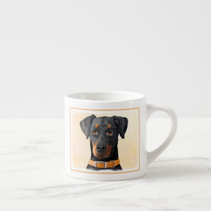 Doberman Pinscher Uncropped Painting Original Art Espresso Cup