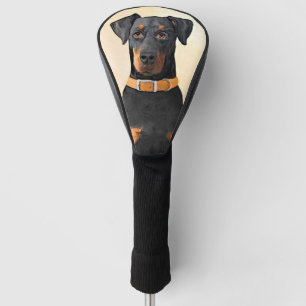 Doberman Pinscher Uncropped Painting Original Art Golf Head Cover