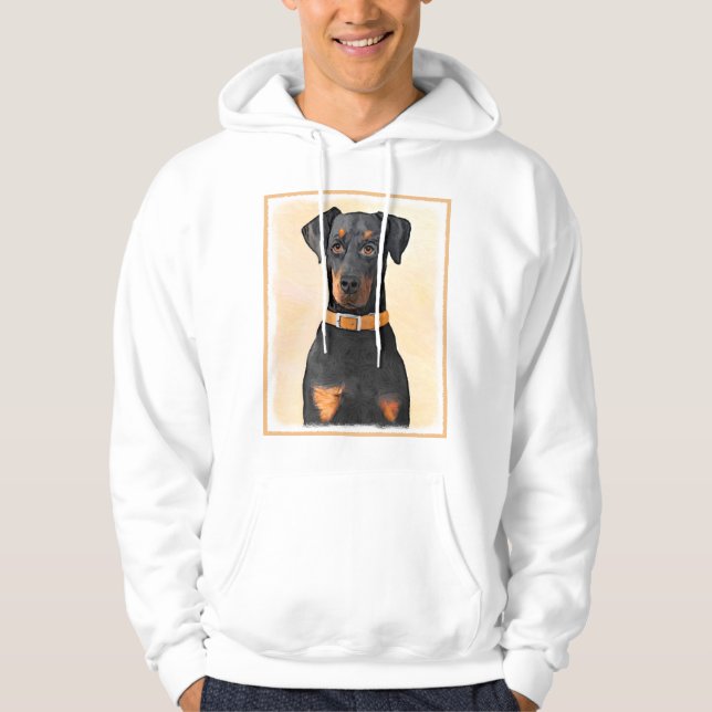 Doberman Pinscher Uncropped Painting Original Art Hoodie (Front)