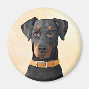 Doberman Pinscher Uncropped Painting Original Art Magnet