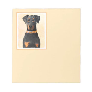 Doberman Pinscher Uncropped Painting Original Art Notepad