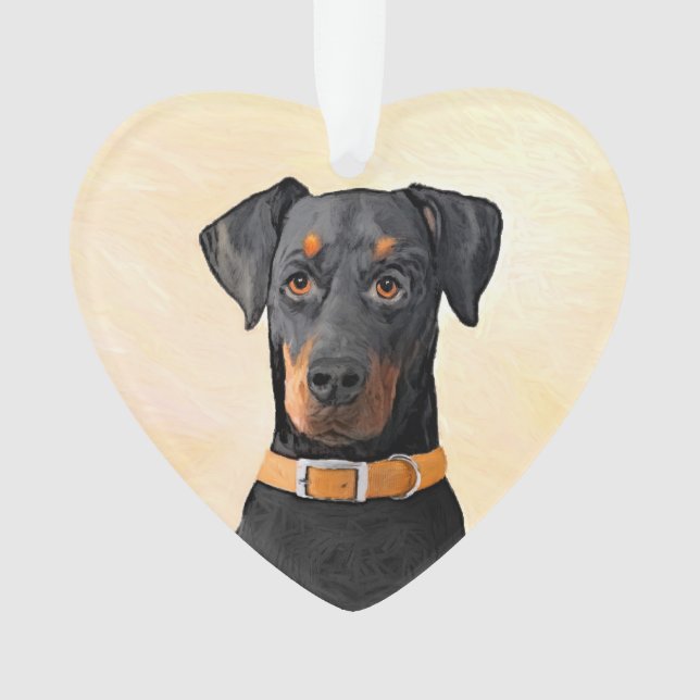 Doberman Pinscher Uncropped Painting Original Art Ornament (Front)