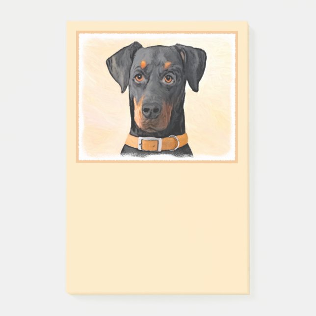 Doberman Pinscher Uncropped Painting Original Art Post-it Notes (Front)