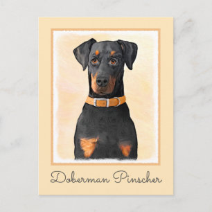 Doberman Pinscher Uncropped Painting Original Art Postcard
