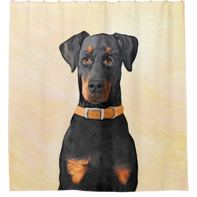 Doberman Pinscher Uncropped Painting Original Art Shower Curtain (Front)