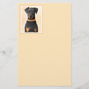 Doberman Pinscher Uncropped Painting Original Art Stationery