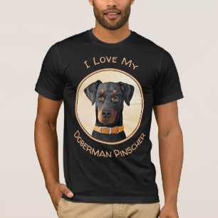 Doberman Pinscher Uncropped Painting Original Art T-Shirt