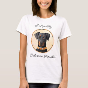 Doberman Pinscher Uncropped Painting Original Art T-Shirt