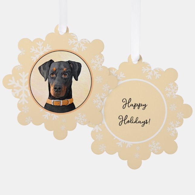 Doberman Pinscher Uncropped Painting Original Art Tree Decoration Card (Front/Back)