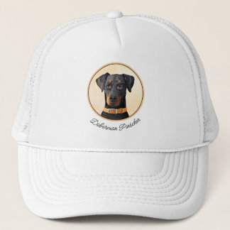 Doberman Pinscher Uncropped Painting Original Art Trucker Hat