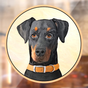 Doberman Pinscher Uncropped Painting Original Art Window Cling