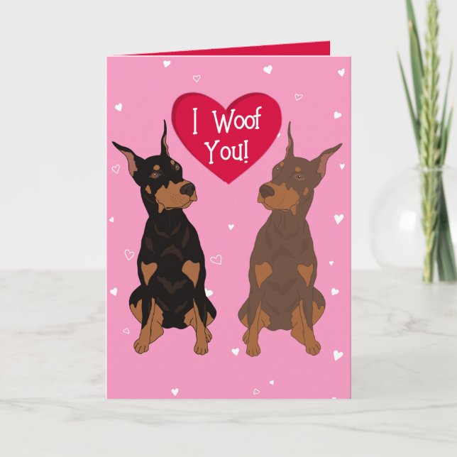 Doberman Pinscher Valentines Day  Thank You Card (Front)