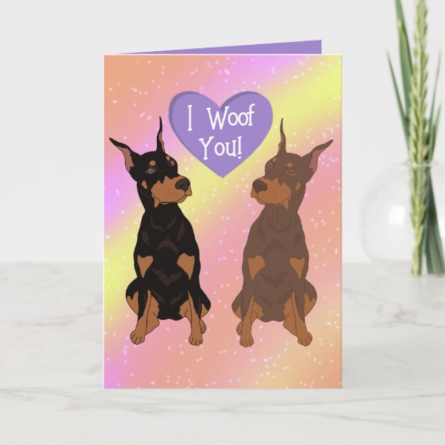 Doberman Pinscher Valentines Day Thank You Card (Front)